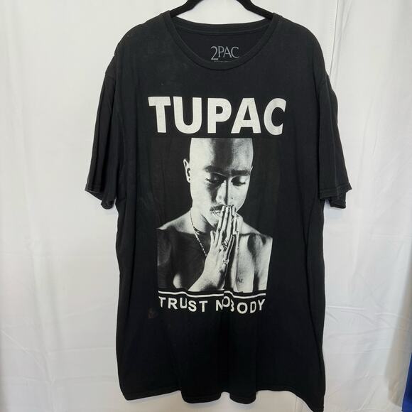 2PAC Tupac Trust Nobody XXL Graphic T-Shirt Black Rap Tee Distressed Streetwear - Picture 1 of 9